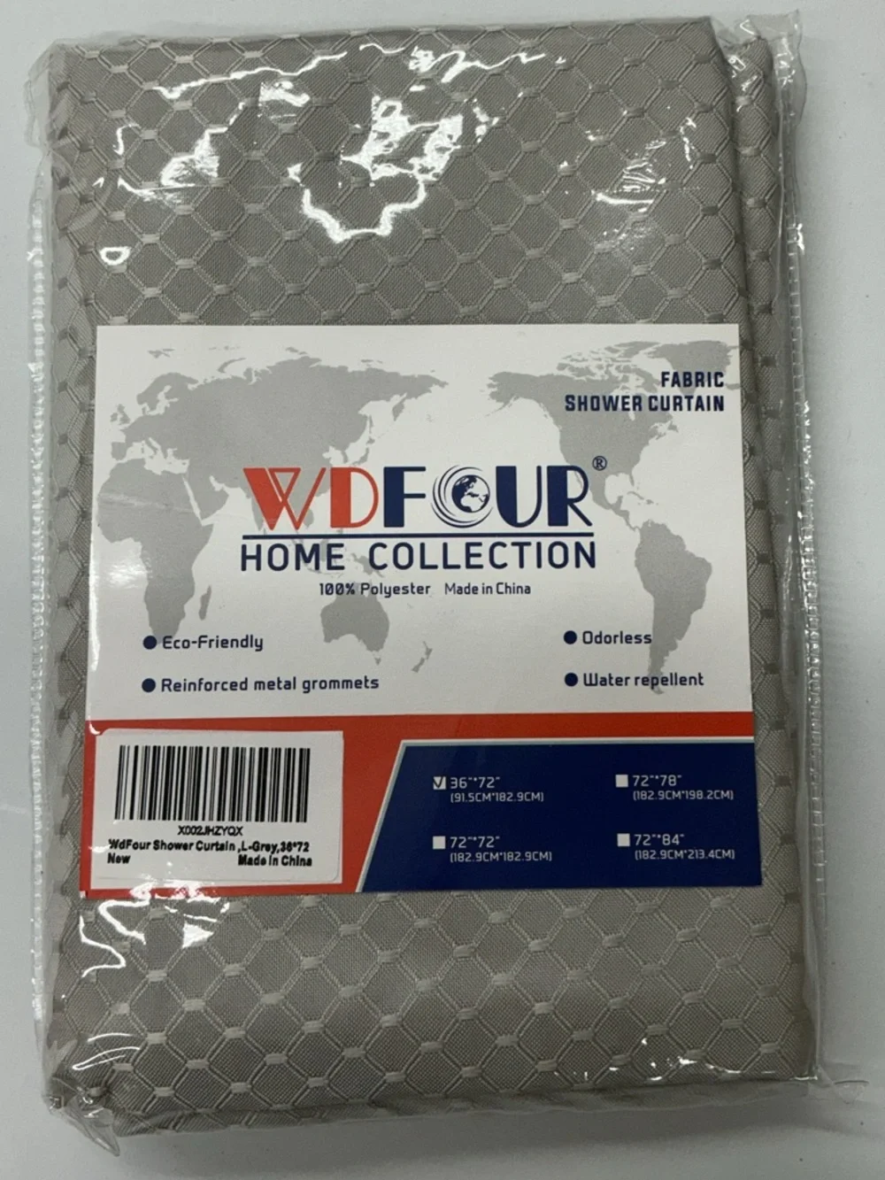 WDFour Light Gray Geometric Honeycomb Shower Curtain